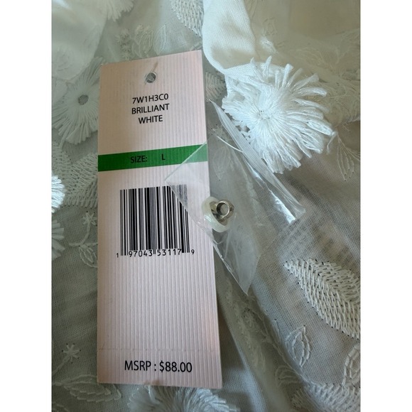 Nanette Lepore Women's Flower Appliqué Embroidered Pearl Button Blouse White SzL - Picture 7 of 8